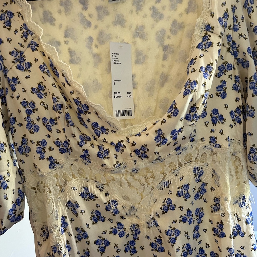 Urban Outfitters Floral Lace Dress with Blue Flowers